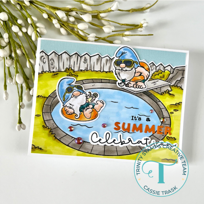 Trinity Stamps Summer Gnome Fun Die Set tmd-c337 pool