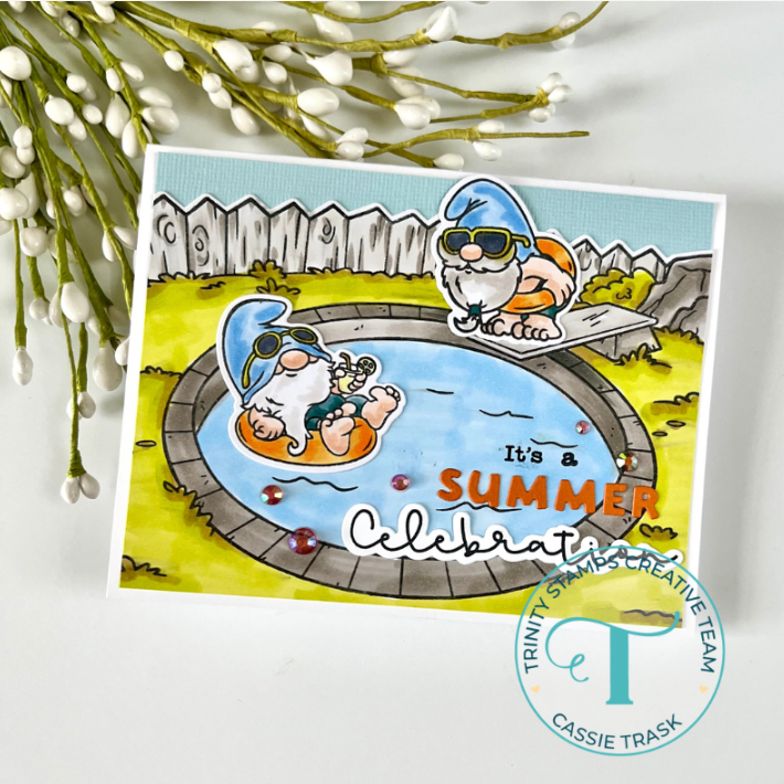 Trinity Stamps Summer Gnome Fun Clear Stamp Set tps-337 pool