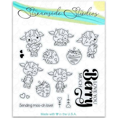 Streamside Studios Chocolate Covered Strawberry Cows Clear Stamp Set stsd37