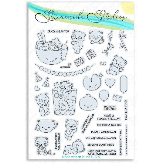 Streamside Studios Par-tea Pandas Clear Stamp Set stsd40