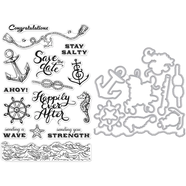 Hero Arts Nautical Messages Clear Stamp and Die Set sb405