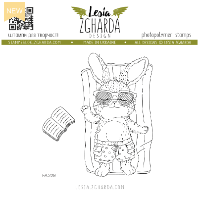 Lesia Zgharda Beach Rabbit Clear Stamp fa229