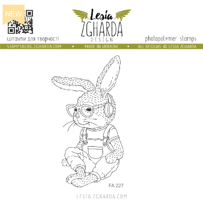 Lesia Zgharda Boy Rabbit Clear Stamp fa227