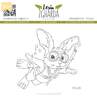 Lesia Zgharda Bunny Diver Clear Stamp fa225