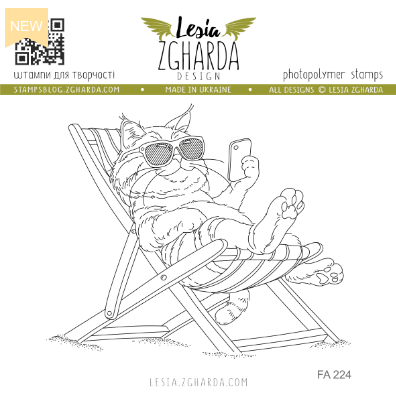 Lesia Zgharda Sunbathing Cat Clear Stamp fa224