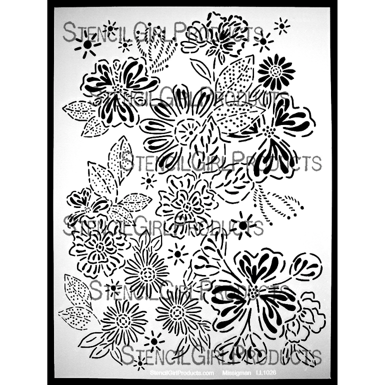 StencilGirl Vintage Daisy Floral Sampler Stencil ll1026