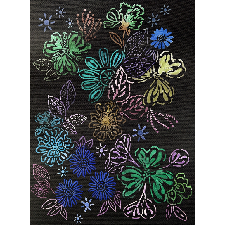 StencilGirl Vintage Daisy Floral Sampler Stencil ll1026 black