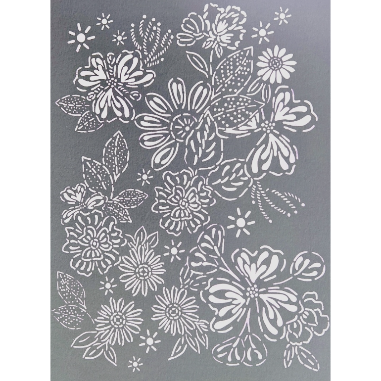 StencilGirl Vintage Daisy Floral Sampler Stencil ll1026 grey