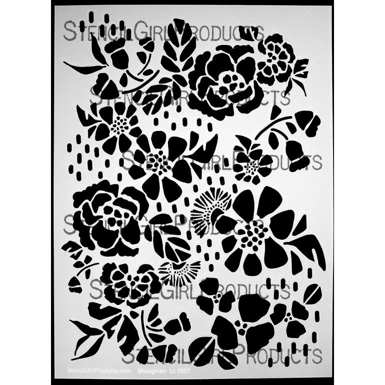 StencilGirl Vintage Rose Floral Sampler Stencil ll1027