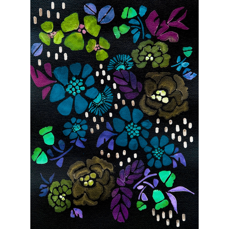 StencilGirl Vintage Rose Floral Sampler Stencil ll1027 black