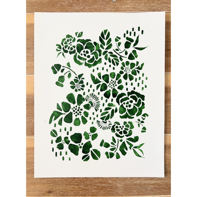 StencilGirl Vintage Rose Floral Sampler Stencil ll1027 green