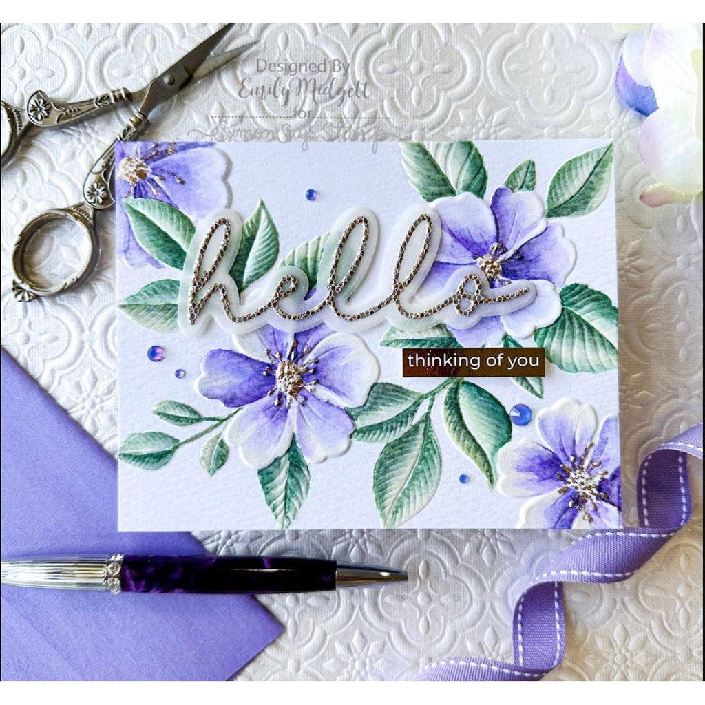 Simon Says Stamp Embossing Folder Free Falling Floral sf348 Season Of Wonder Hello Card  | color-code:ALT05