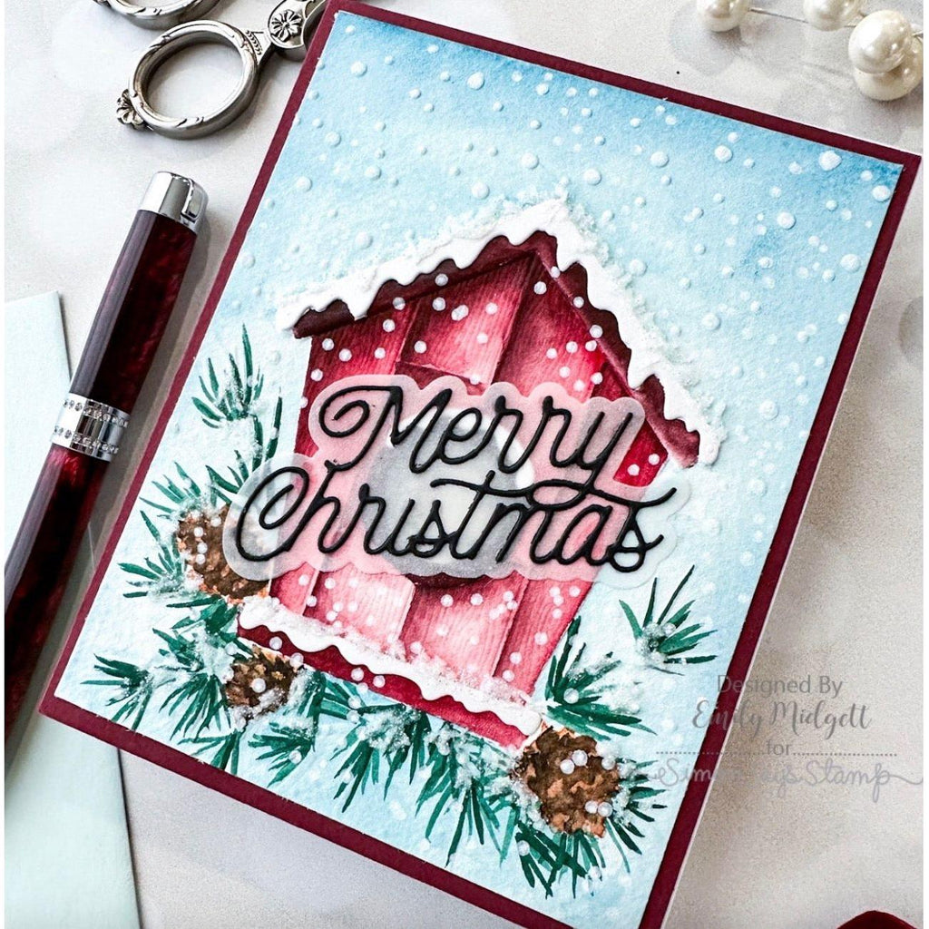 Simon Says Stamp! Simon Says Stamp Embossing Folder And Dies SNOWY BIRDHOUSE sfd309 Christmas Card | color-code:ALT05