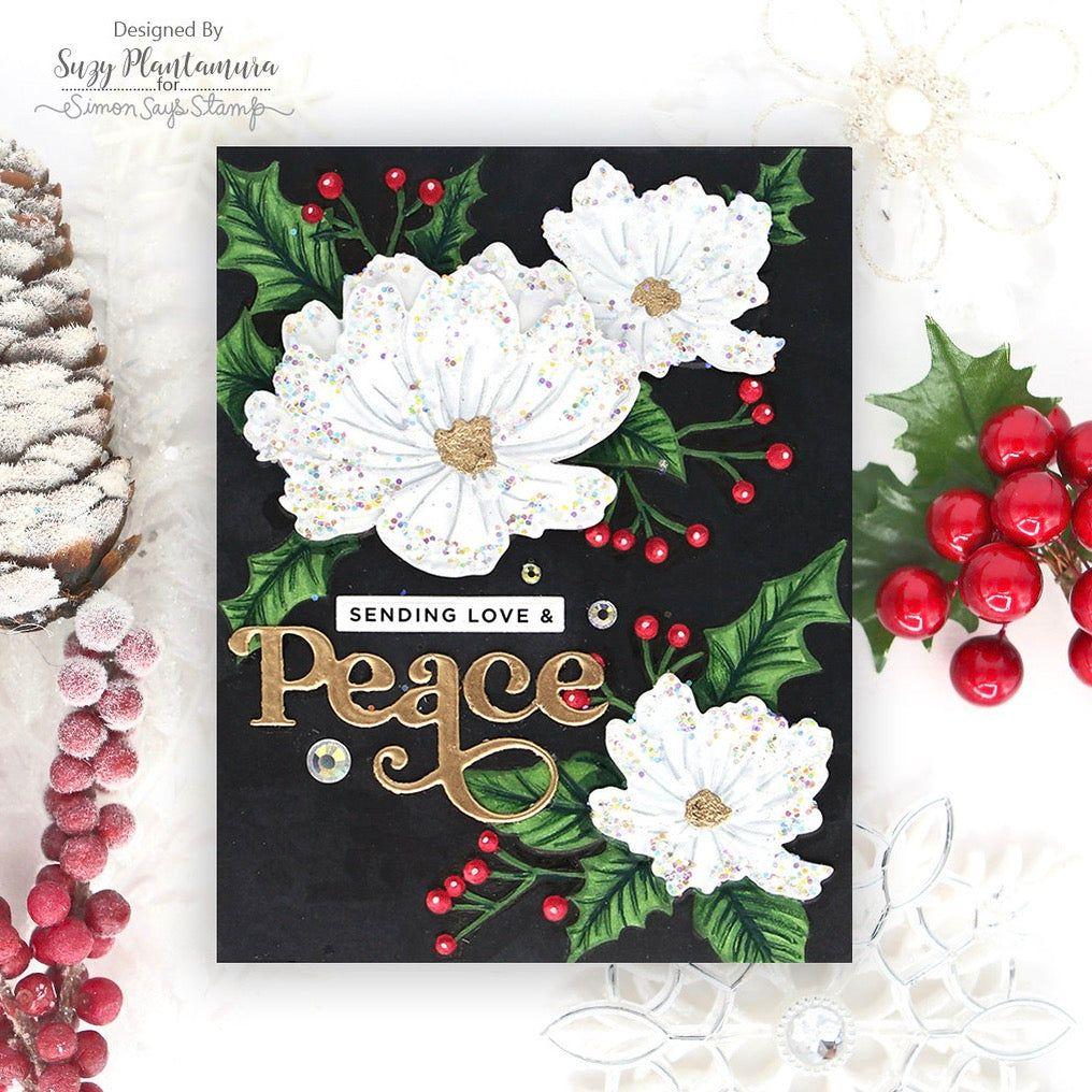 Simon Says Stamp Embossing Folder and Cutting Dies Holly and Blooms sfd427 Sweet Wishes Christmas Card | color-code:ALT01