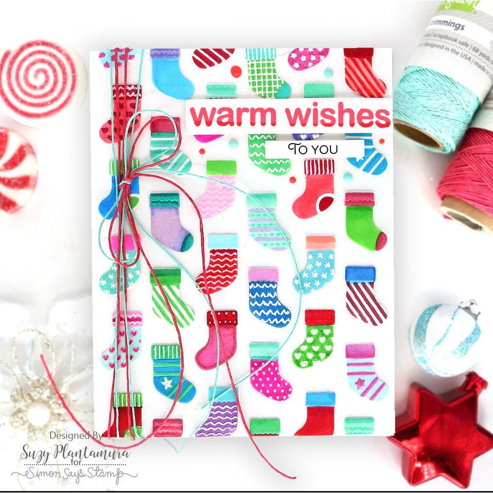 Simon Says Stamp Embossing Folder and Cutting Dies Patterned Stockings sfd410 Sweet Wishes Holiday Card | color-code:ALT01