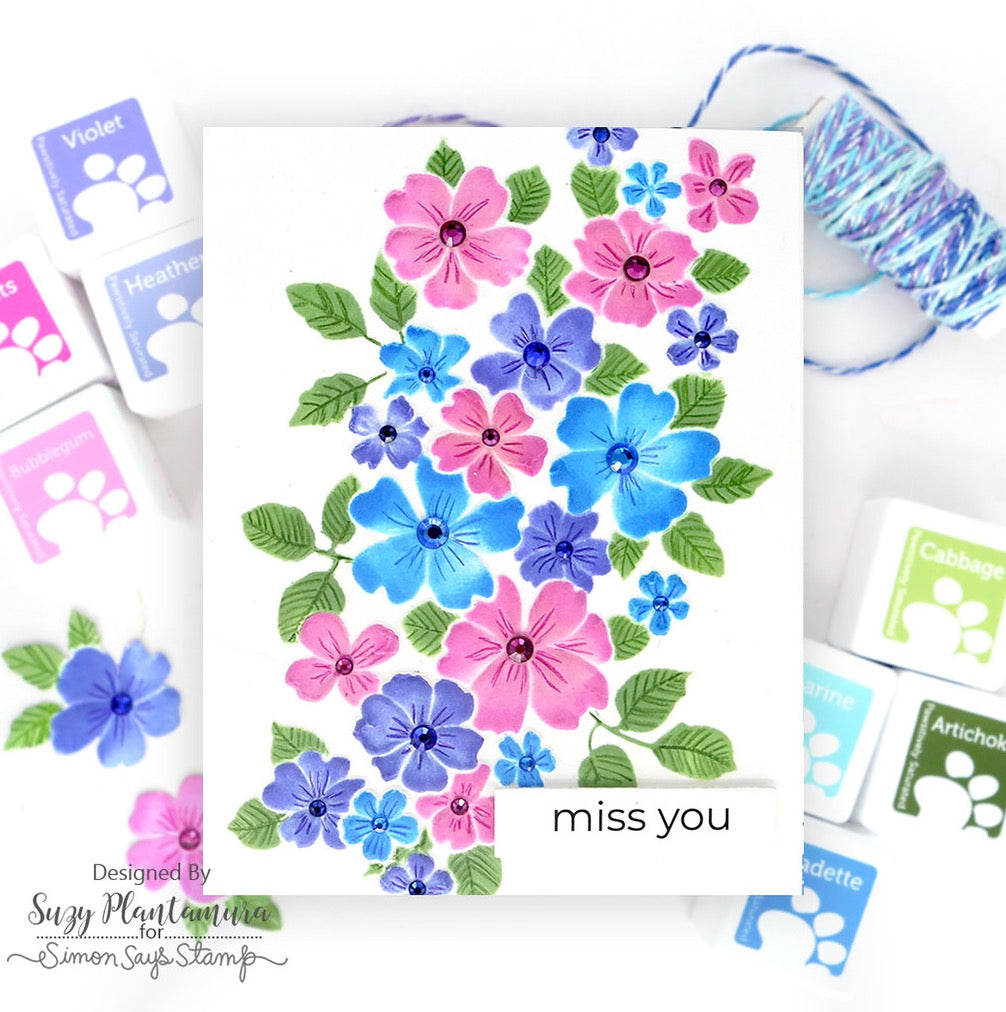 Simon Says Stamp Embossing Folder Cutting Dies and Stencils Tumbling Flowers set907tf To Love Miss You Card | color-code:ALT03