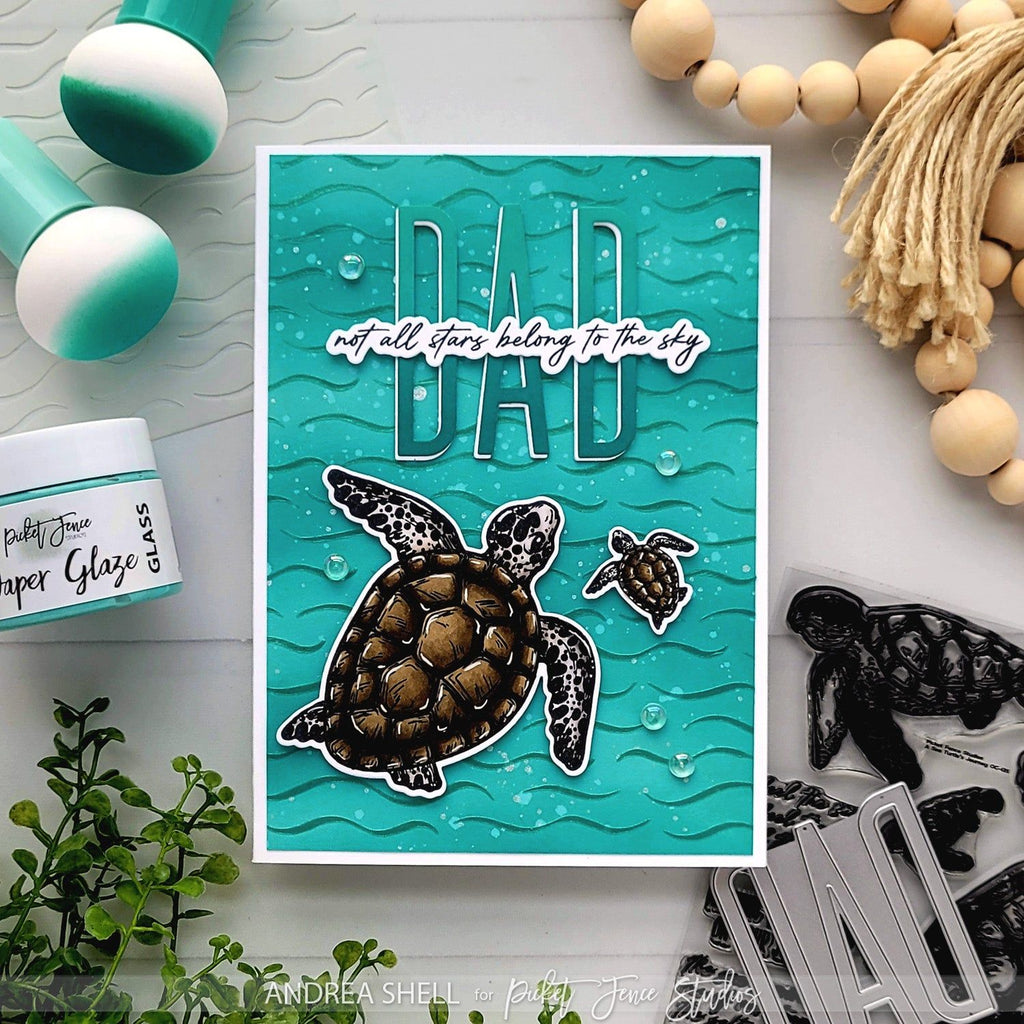 Picket Fence Studios A Sea Turtle's Journey Clear Stamps oc-135 dad