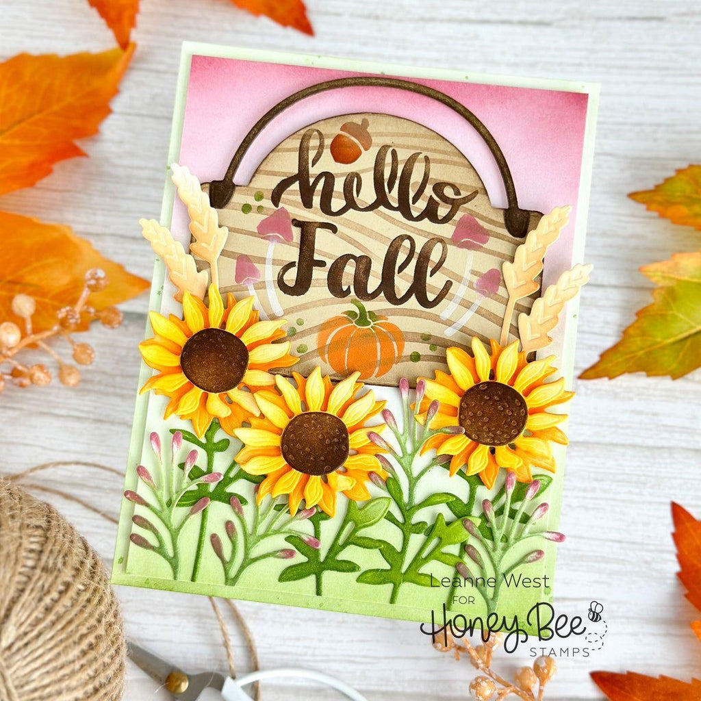 Honey Bee Seasonal Signs Stencils And Dies Bundle Hello Fall Card