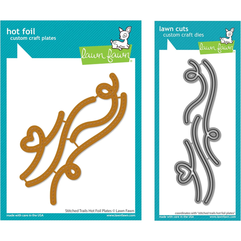 Lawn Fawn Set Stitched Trails Hot Foil Plates and Coordinating Dies lfsst