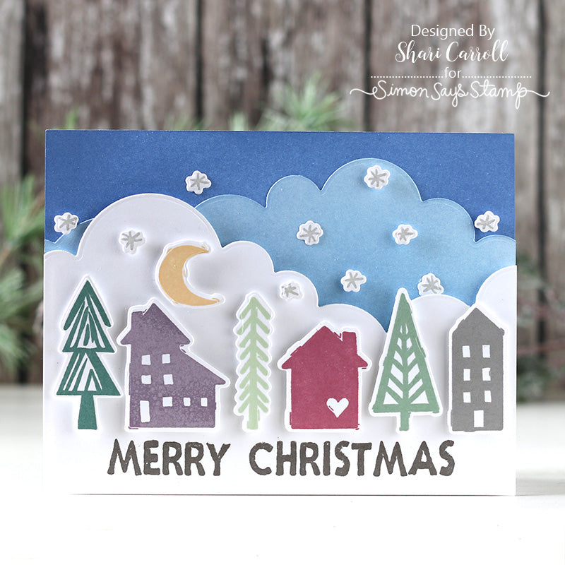 Simon Says Stamp Cloud Borders Wafer Dies sssd112939 Diecember Christmas Card