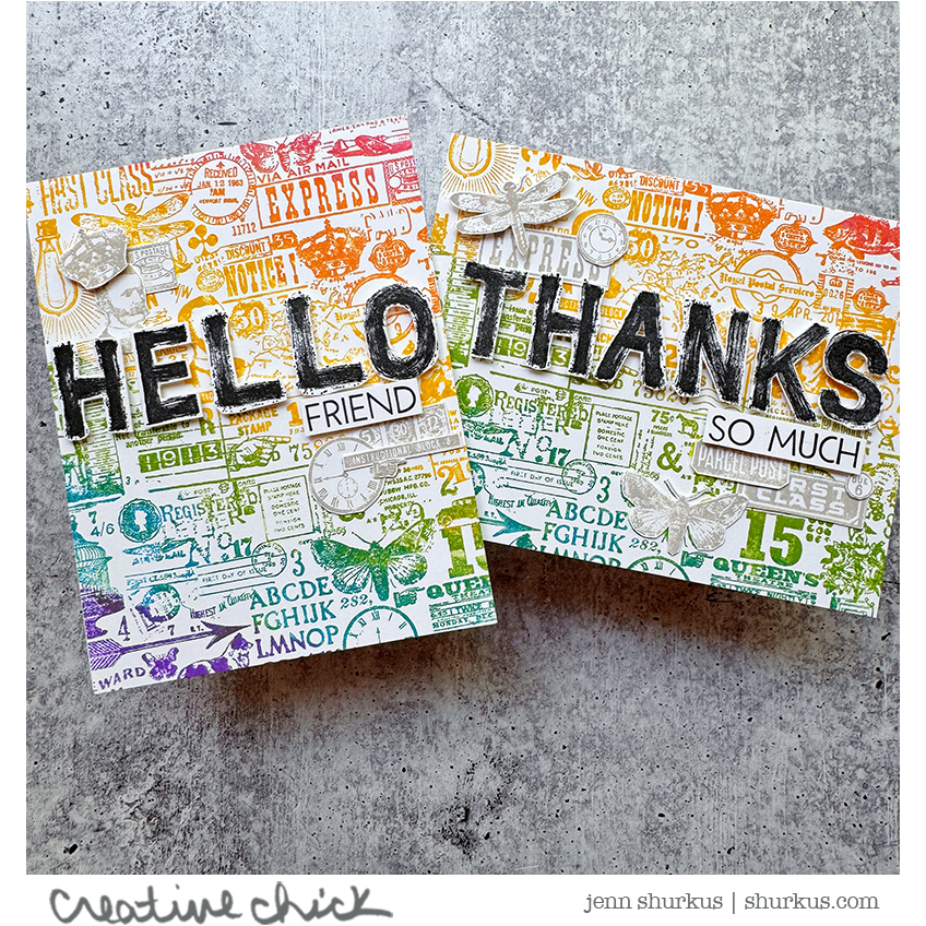 Simon Says Stamp Tim Holtz Sign Painter Letters And Numbers Bundle setsp24 Hello and Thanks Cards | color-code:ALT01