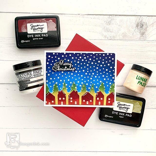 Ranger Simon Hurley Crown Me Dye Ink Pad hup69324 Christmas Scene Card | color-code:ALT01