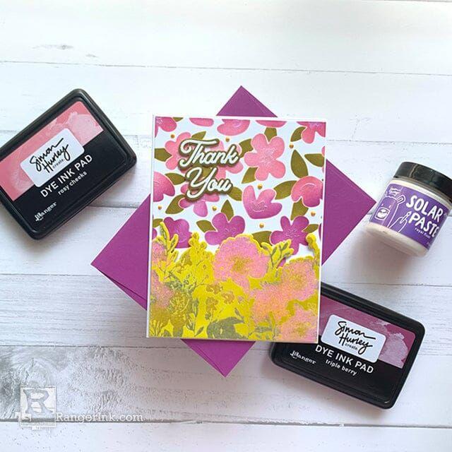 Ranger Simon Hurley Paste Tool Set hua79026 Floral Thank You Card | color-code:ALT02