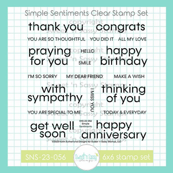 New Fiskars SIMPLE EXPRESSIONS Clear Stamp Set 17 Clear Stamps Sentiments