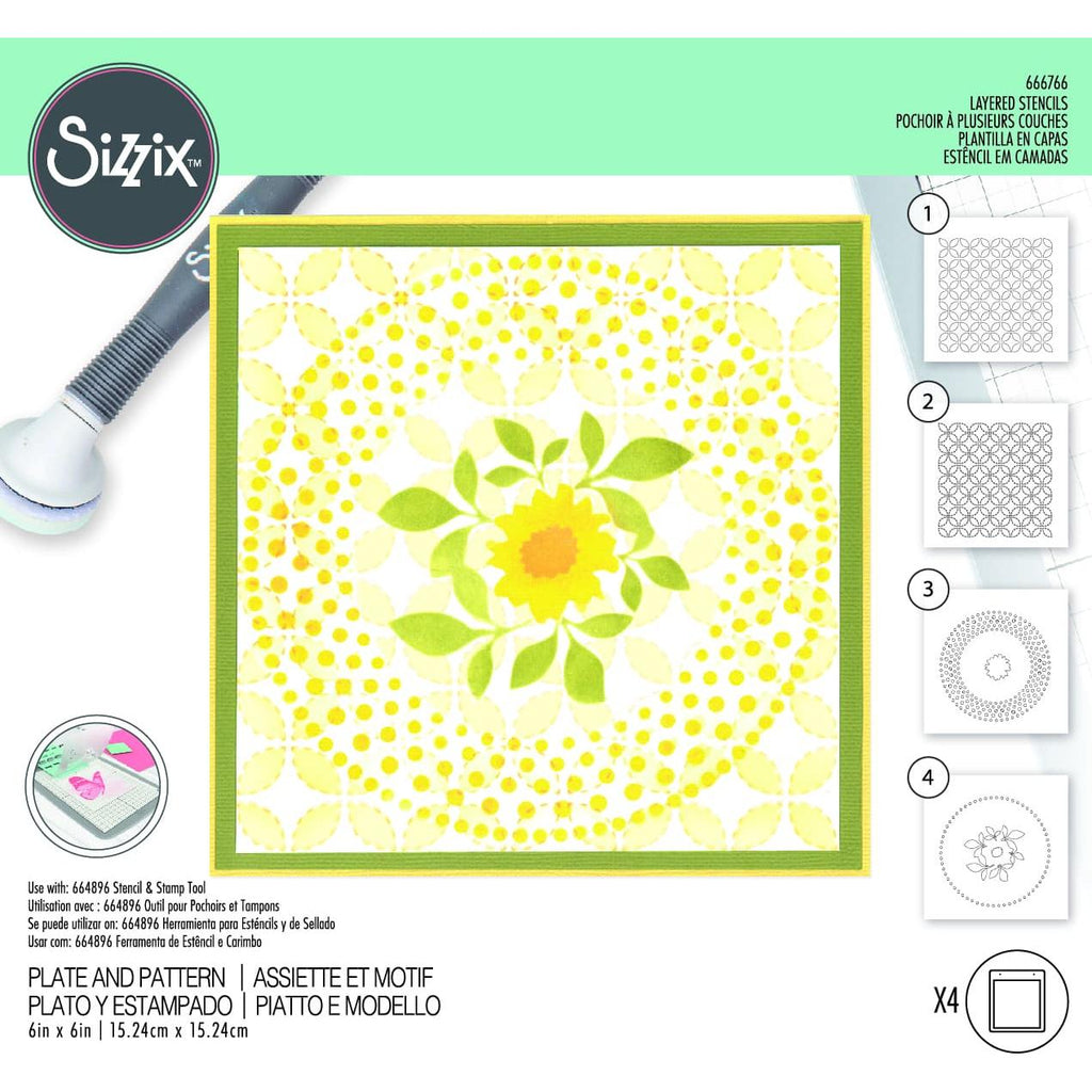 Sizzix Layered Stencils Plate and Pattern 666766