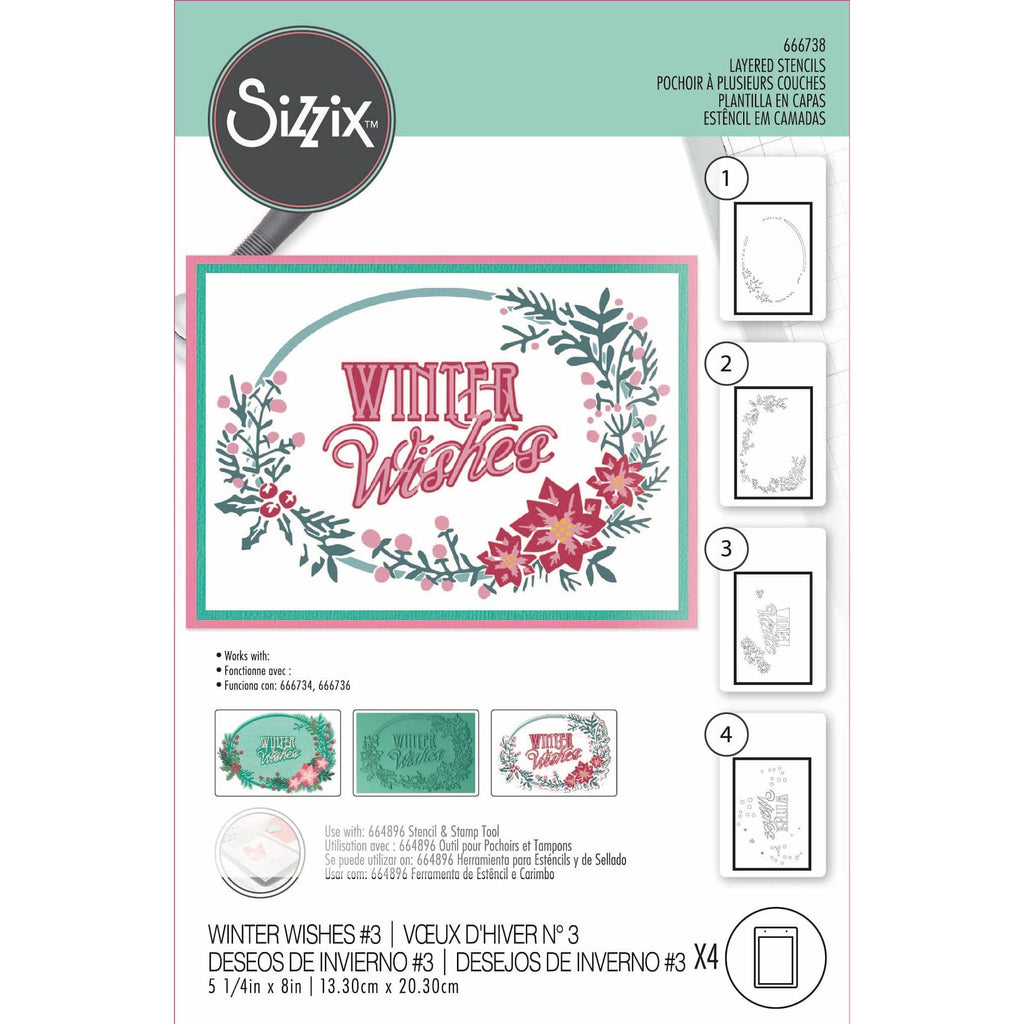 Sizzix Winter Wishes 3 A6 Layered Stencils 666738