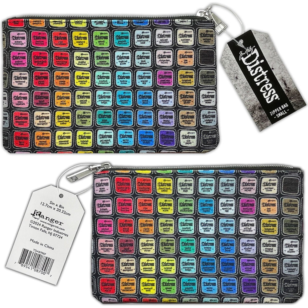 Tim Holtz Small 5 x 8 Distress Zipper Bag tda87007 front and back