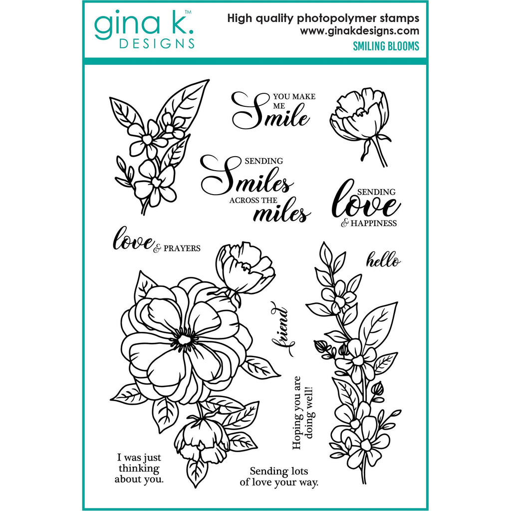 Gina K Designs Smiling Blooms Clear Stamps and Dies Bundle asdie0428 stamps only