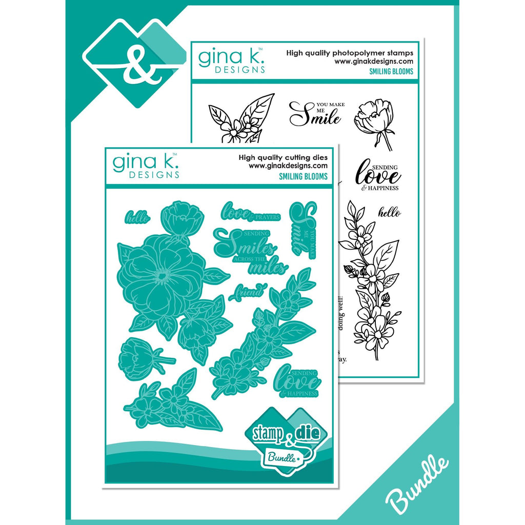 Gina K Designs Smiling Blooms Clear Stamps and Dies Bundle asdie0428