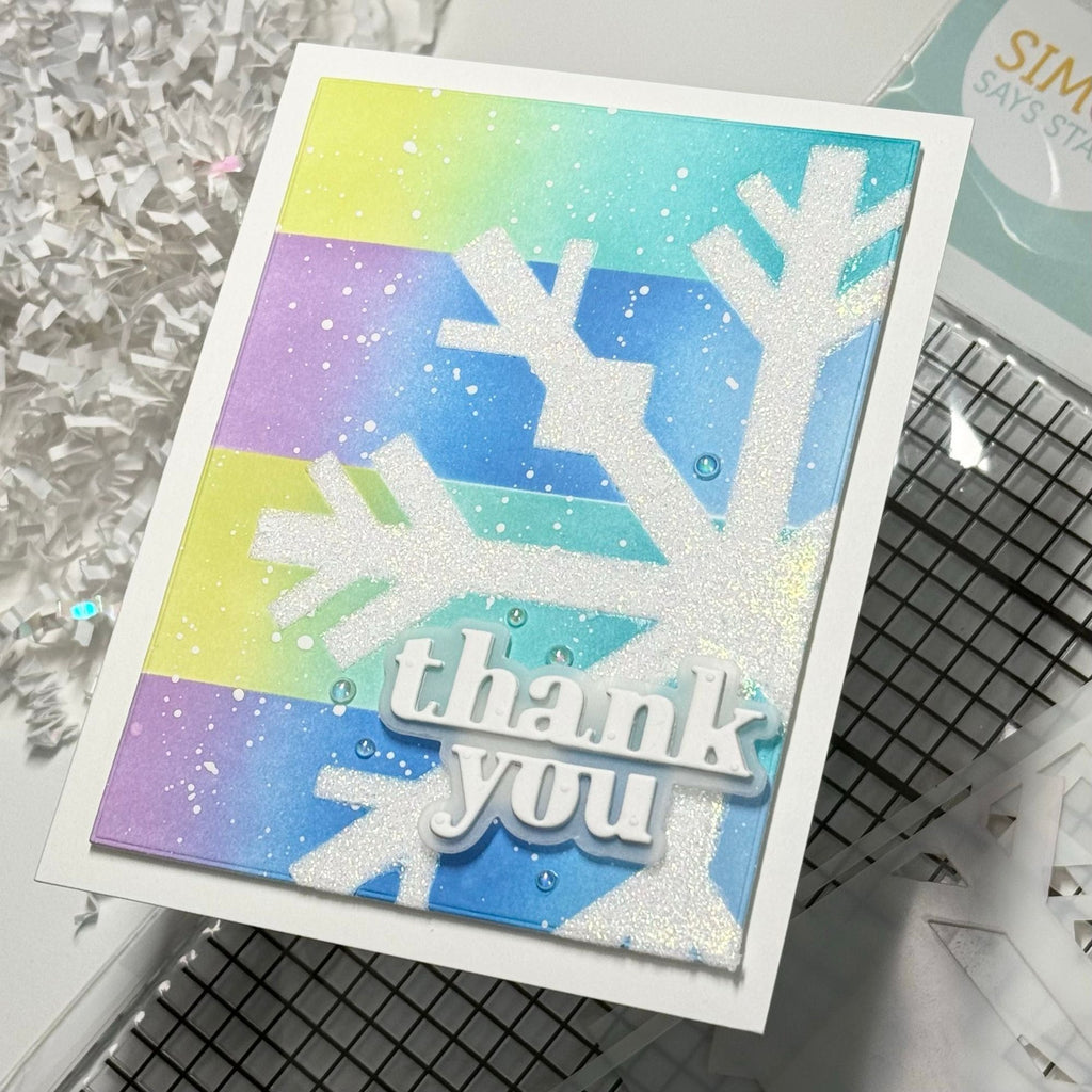 Simon Says Stamp Stencils Snowflake Stripes 1056mt Stamptember Thank You Card