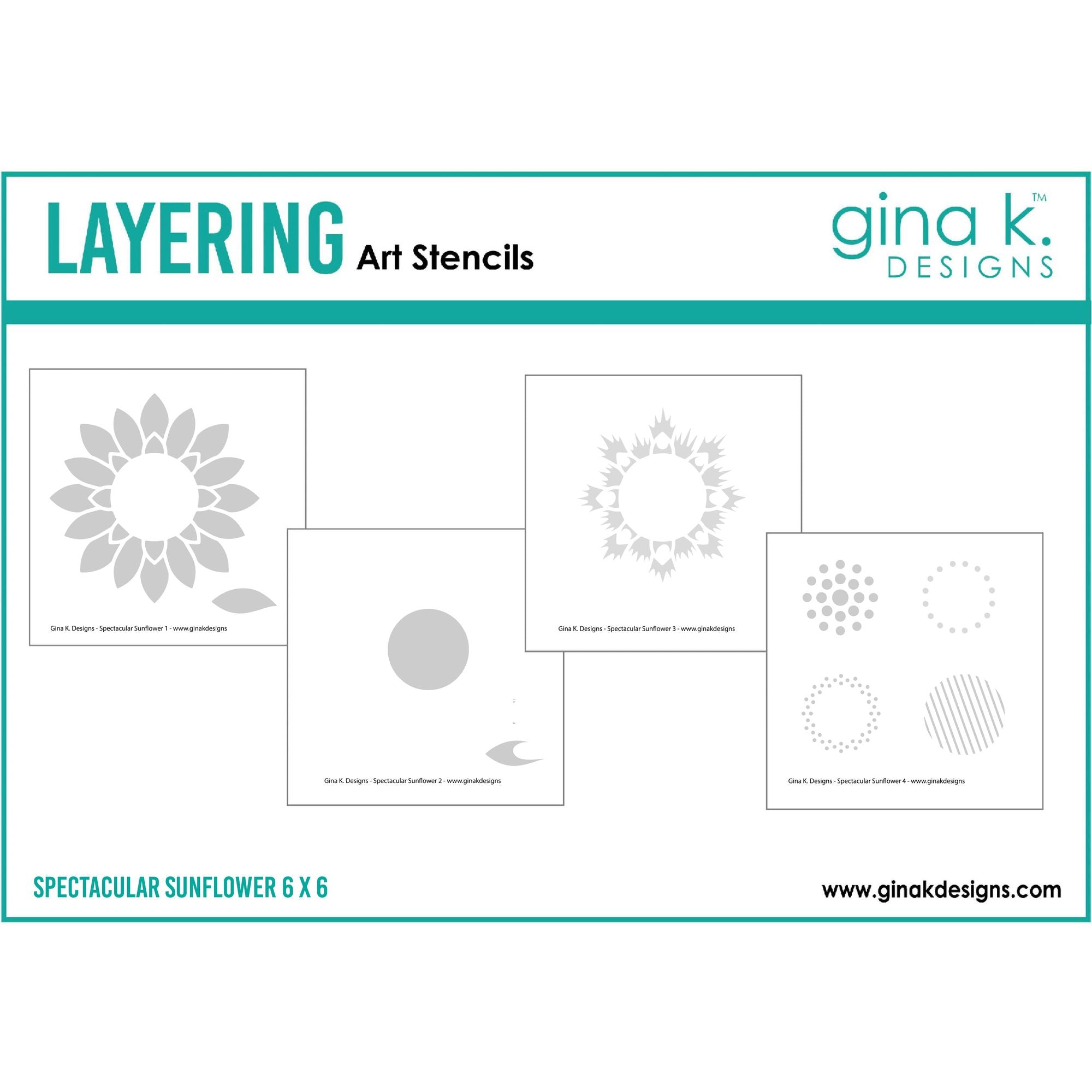 Gina K Designs Spectacular Sunflowers Layering Stencils gkdst55