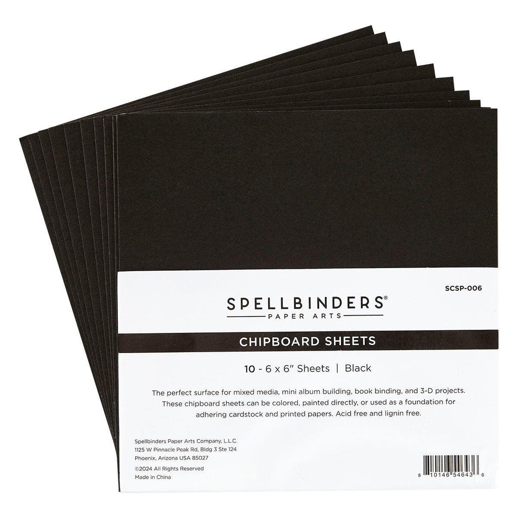 Spellbinders Black Chipboard Sheets 6 x 6 scsp-006