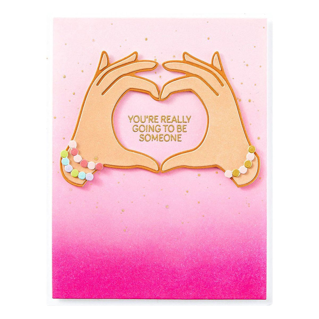 Spellbinders Heart Hands Etched Dies s4-1387 pink