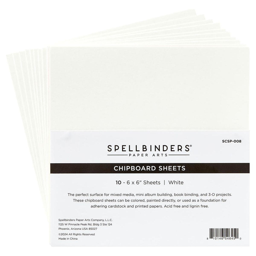 Spellbinders White Chipboard Sheets 6x6 scsp-008