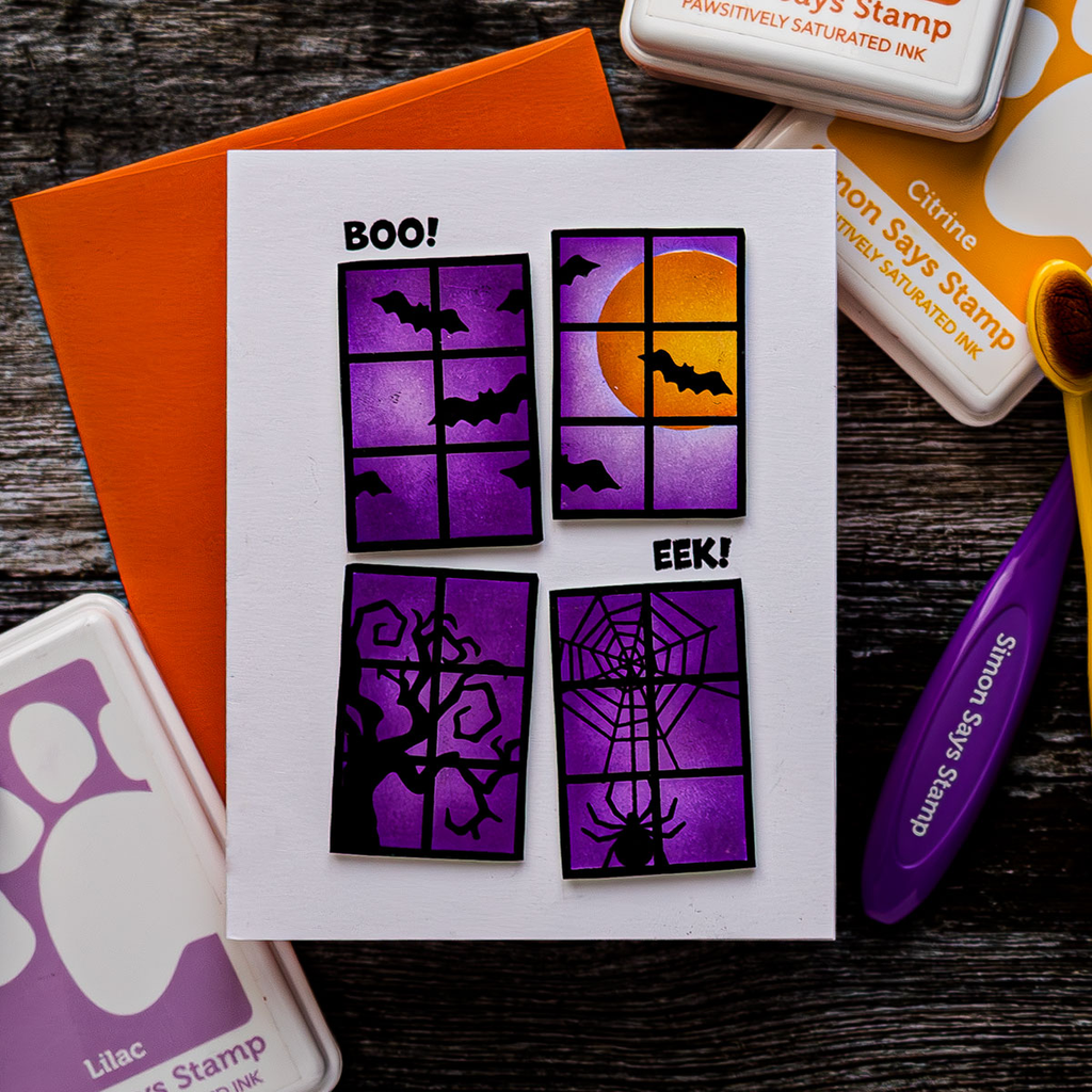 Simon Says Stamp Stencil Spooky Windows 1055stc Stamptember Halloween Card | color-code:ALT01