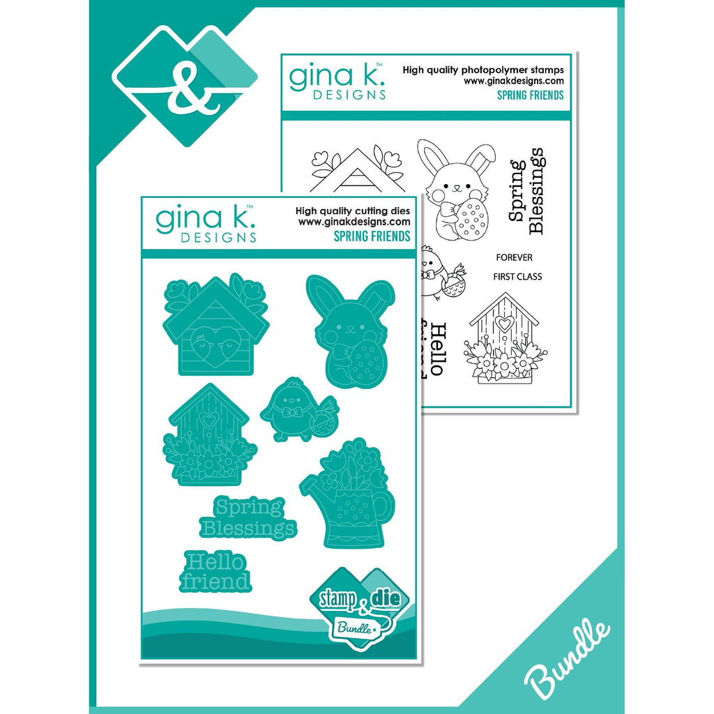 Gina K Designs Spring Friends Clear Stamp and Die Bundle die0391