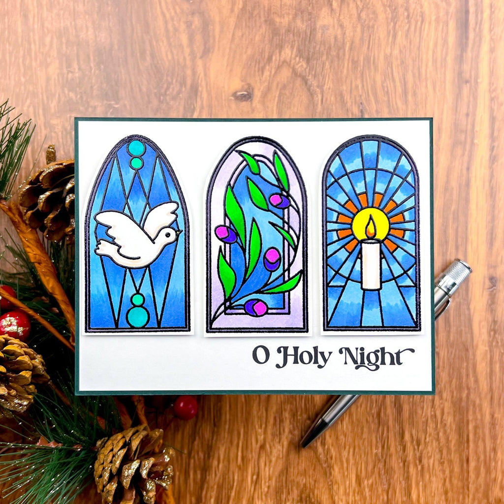 Simon Says Stamps and Dies Stained Glass Christmas set884sg Christmas Card 