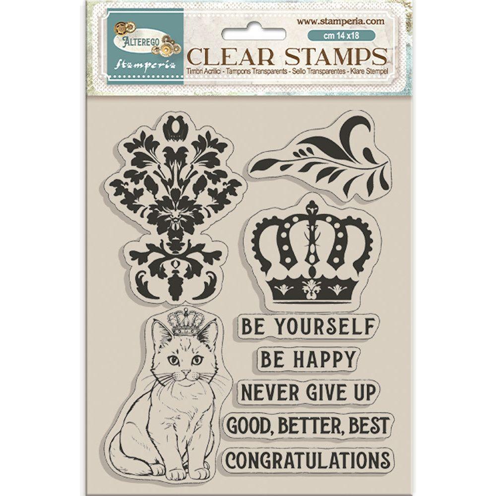 Stamperia Alterego Crown And Cat Clear Stamps wtk202