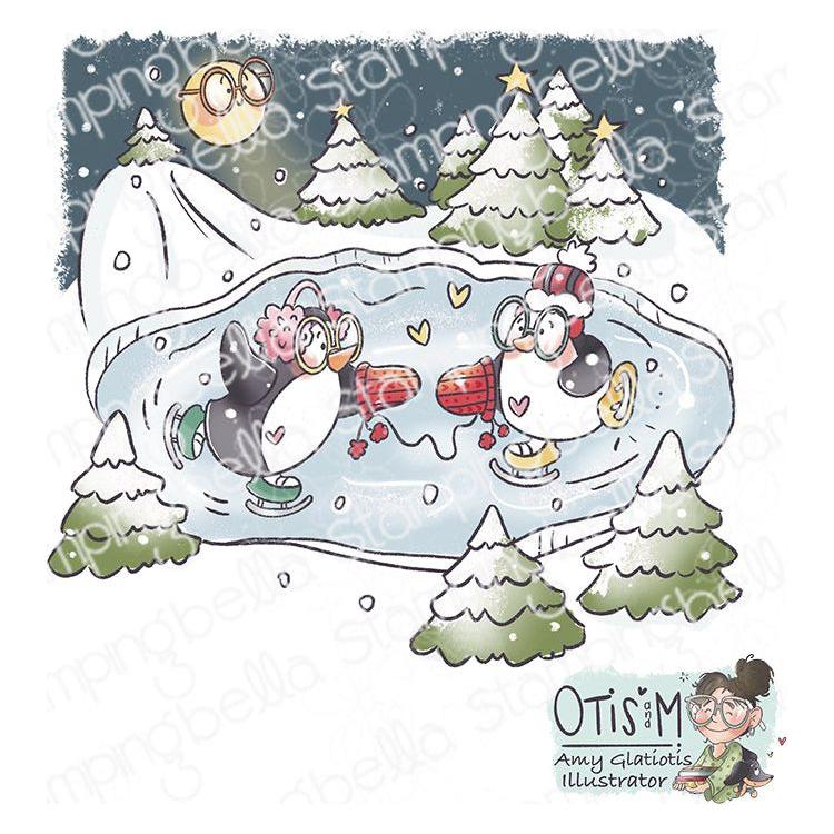 Stamping Bella Skating Penguins Cling Stamp ag1348 1