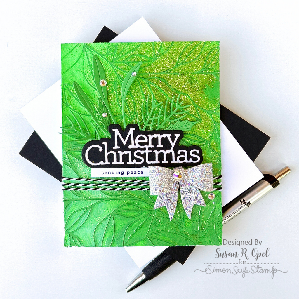 Simon Says Stamp Stencils Stems and Leaves 1047st Sweet Wishes Christmas Card