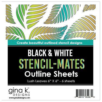 Gina K Designs Black and White Outline Sheets Lush Leaves Poly-Glaze Stencil-Mates smoll