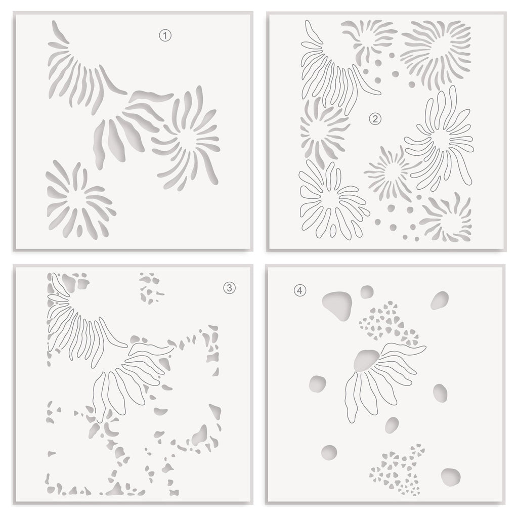 Altenew Daisy Craze Stencils alt10236 layering guide