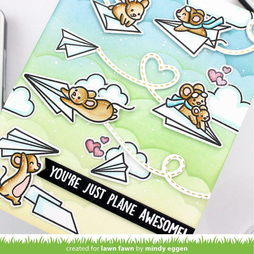 Lawn Fawn Set Stitched Trails Hot Foil Plates and Coordinating Dies lfsst plane awesome | color-code:alt1