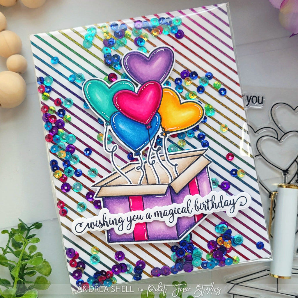 Picket Fence Studios Toner Foil Striped Rainbow tf-108 wishing you magical birthday