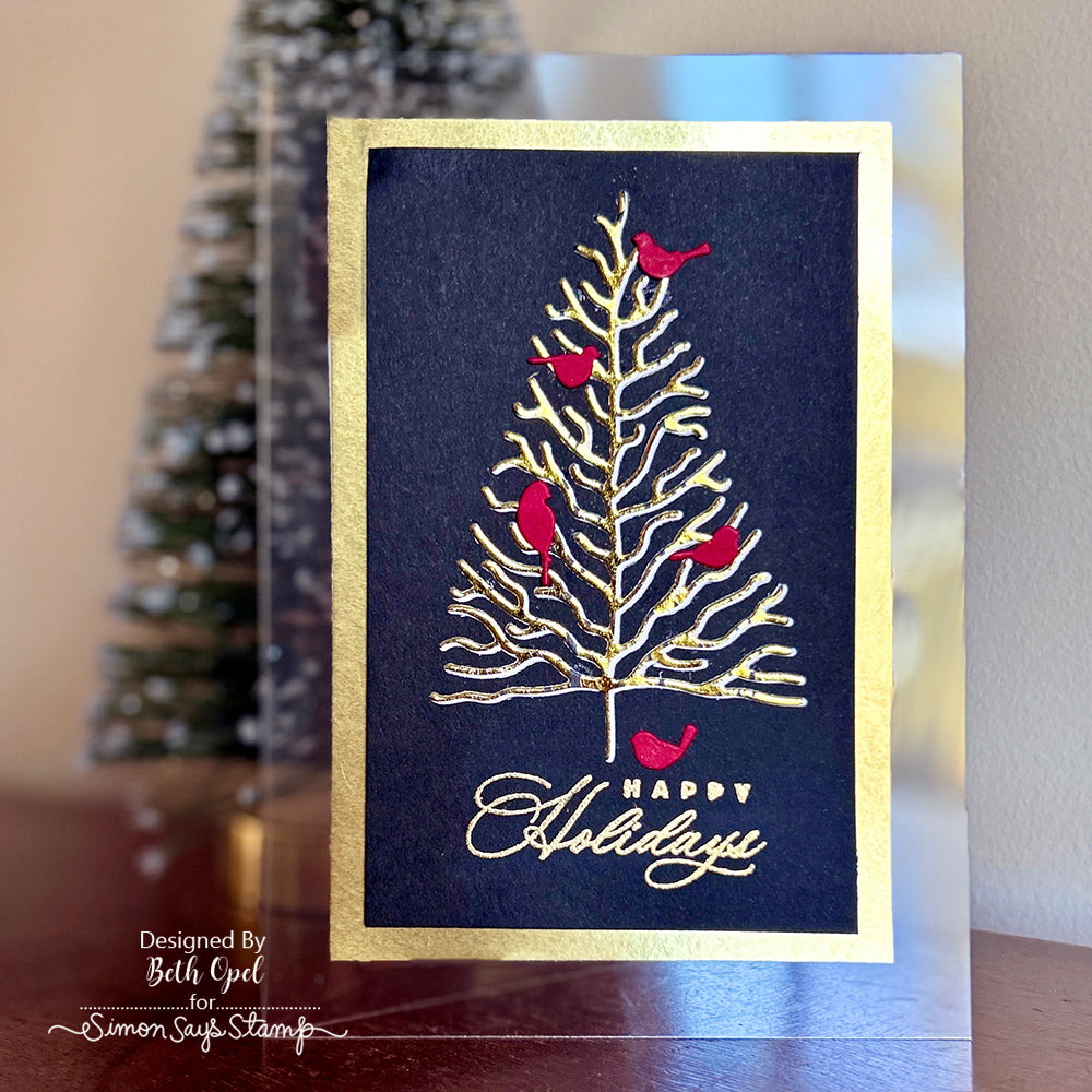 Simon Says Stamp Foil Transfer Cards Stylized Tree 1014sf Sweet Wishes Christmas Card