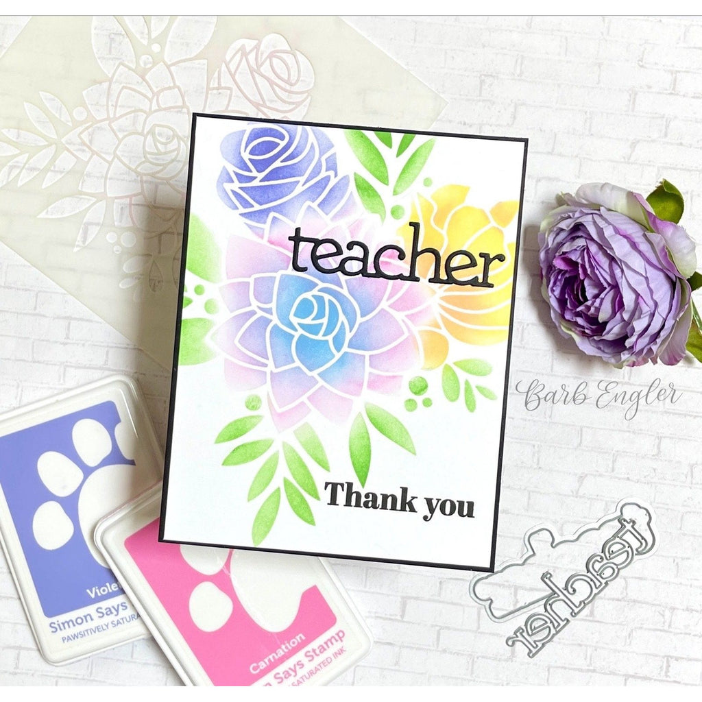 Simon Says Stamp Stencils Summer Bouquet ssst221688 Just A Note Thank You Teacher Card | color-code:ALT06